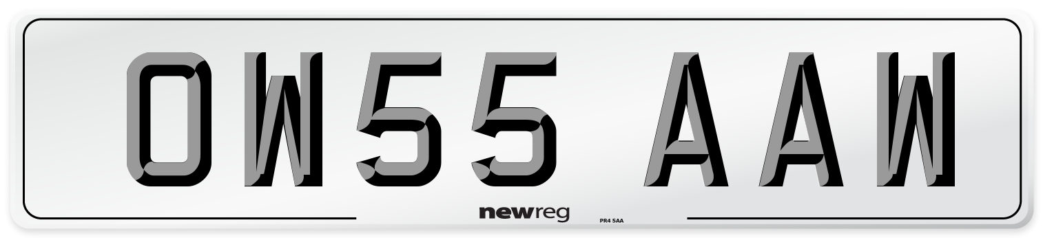 OW55 AAW Number Plate from New Reg